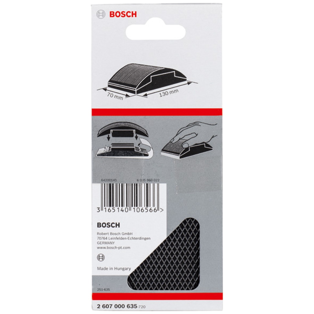 Bosch Handschleifklotz, 70 x 130 mm, Gummi