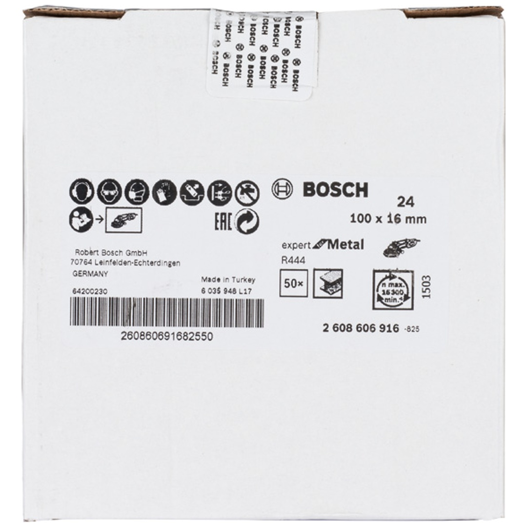 Bosch Fiberschleifscheibe R444, Expert for Metal, Korund, 100 mm, 16 mm, 24