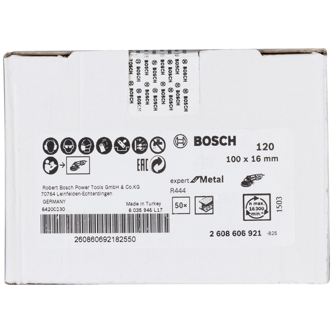 Bosch Fiberschleifscheibe R444, Expert for Metal, Korund, 100 mm, 16 mm, 120