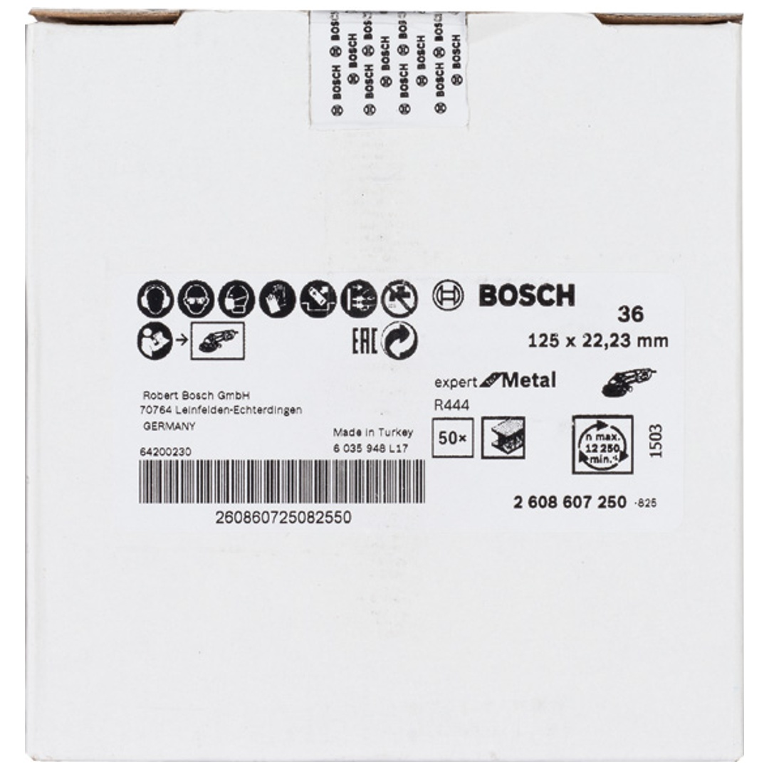 Bosch Fiberschleifscheibe R444, Expert for Metal, Korund, 125 mm, 22,23 mm, 36