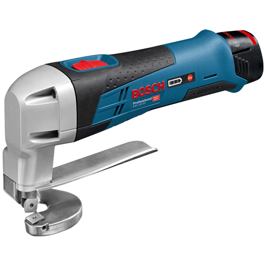 Bosch Akku-Blechschere GSC 12V-13, incl. 2x Akku GBA 2 Ah, Schnellladegerät, Zubehör, L-BOXX