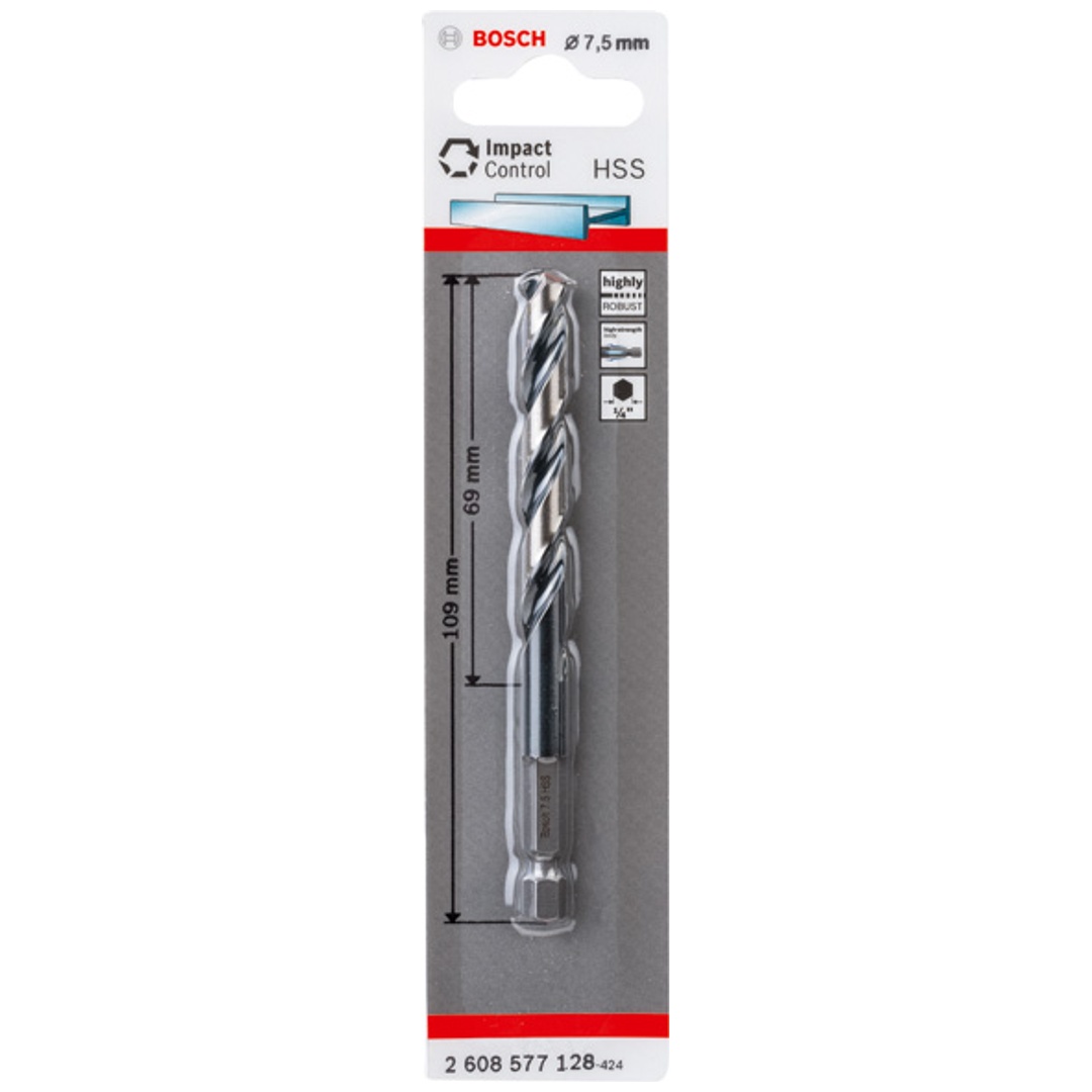 Bosch HSS Spiralbohrer mit Sechskantschaft 7,5 mm