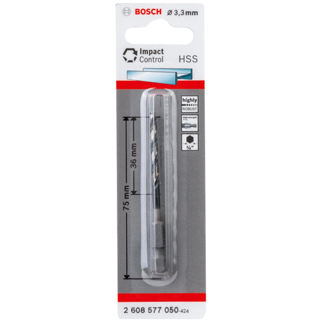 Bosch HSS Spiralbohrer mit Sechskantschaft 3,3 mm
