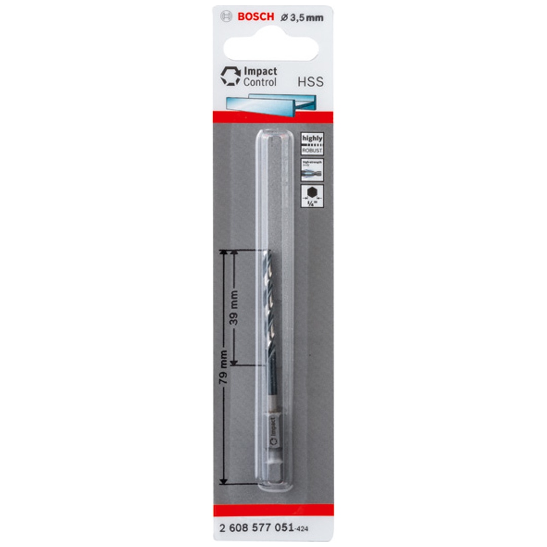 Bosch HSS Spiralbohrer mit Sechskantschaft 3,5 mm
