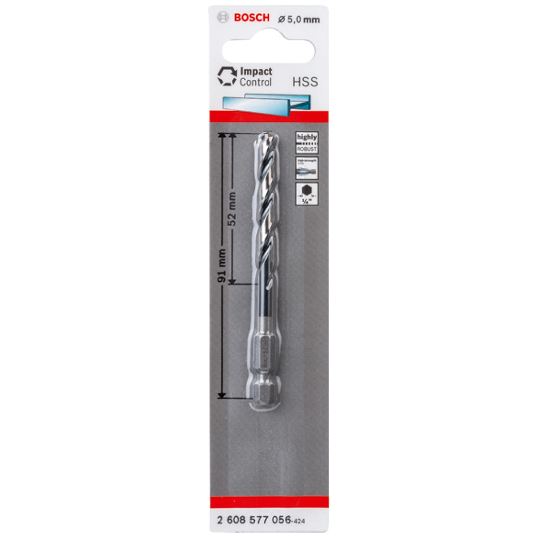 Bosch HSS Spiralbohrer mit Sechskantschaft 5,0 mm