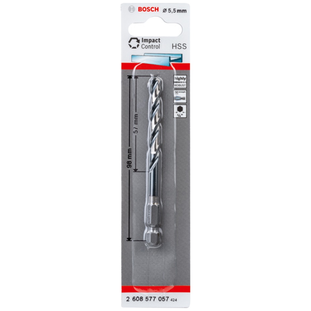 Bosch HSS Spiralbohrer mit Sechskantschaft 5,5 mm