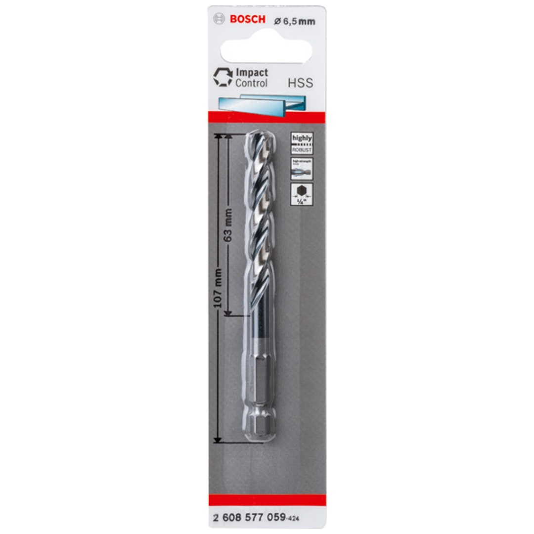 Bosch HSS Spiralbohrer mit Sechskantschaft 6,5 mm