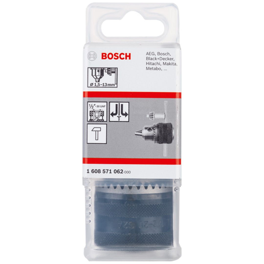 Bosch Zahnkranzbohrfutter bis 13 mm, 1,5 - 13 mm, 1/2 - 20, für Rechts-/Linkslauf