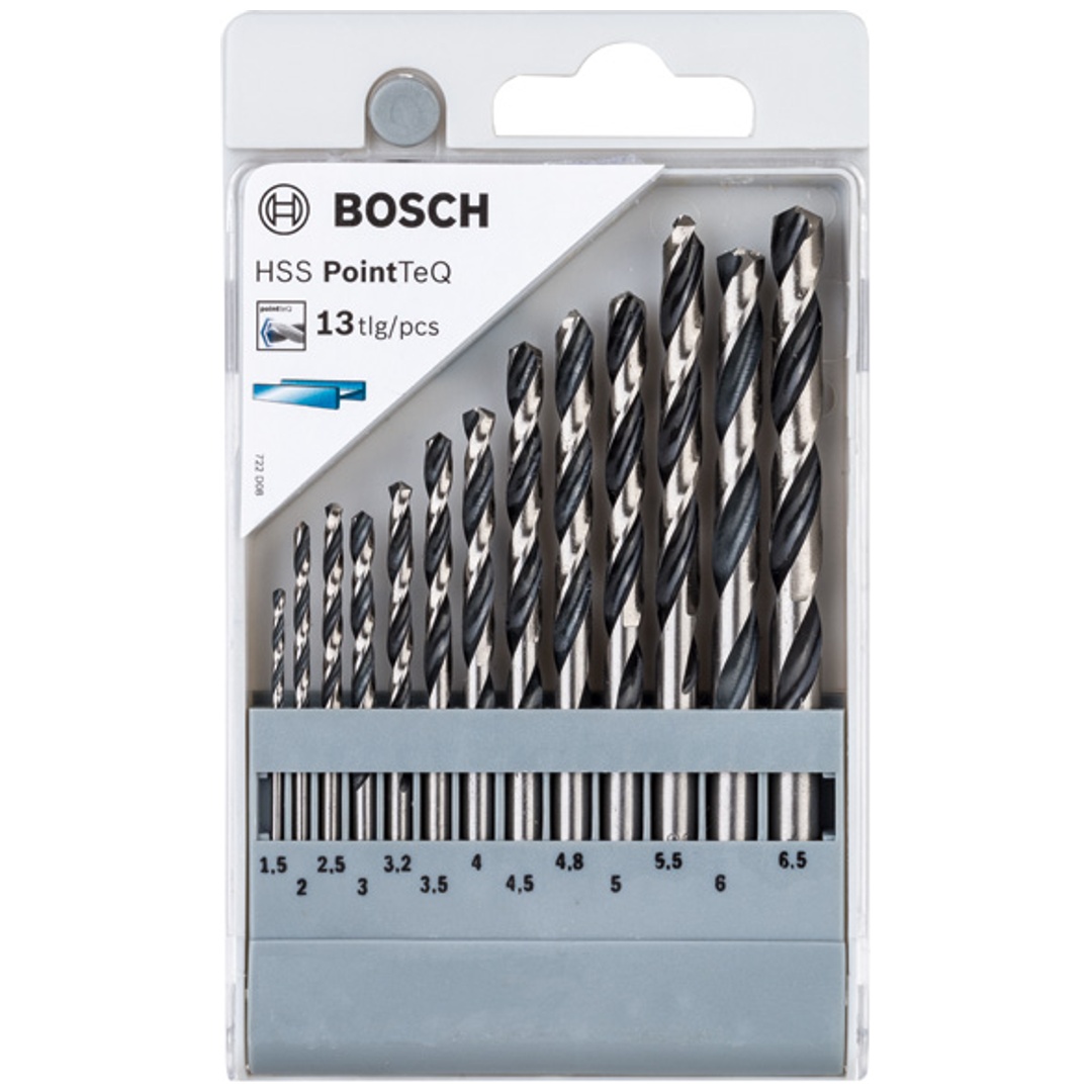 Bosch Metallspiralbohrer-HSS-Set PointTeQ, DIN 338, 13-tlg.