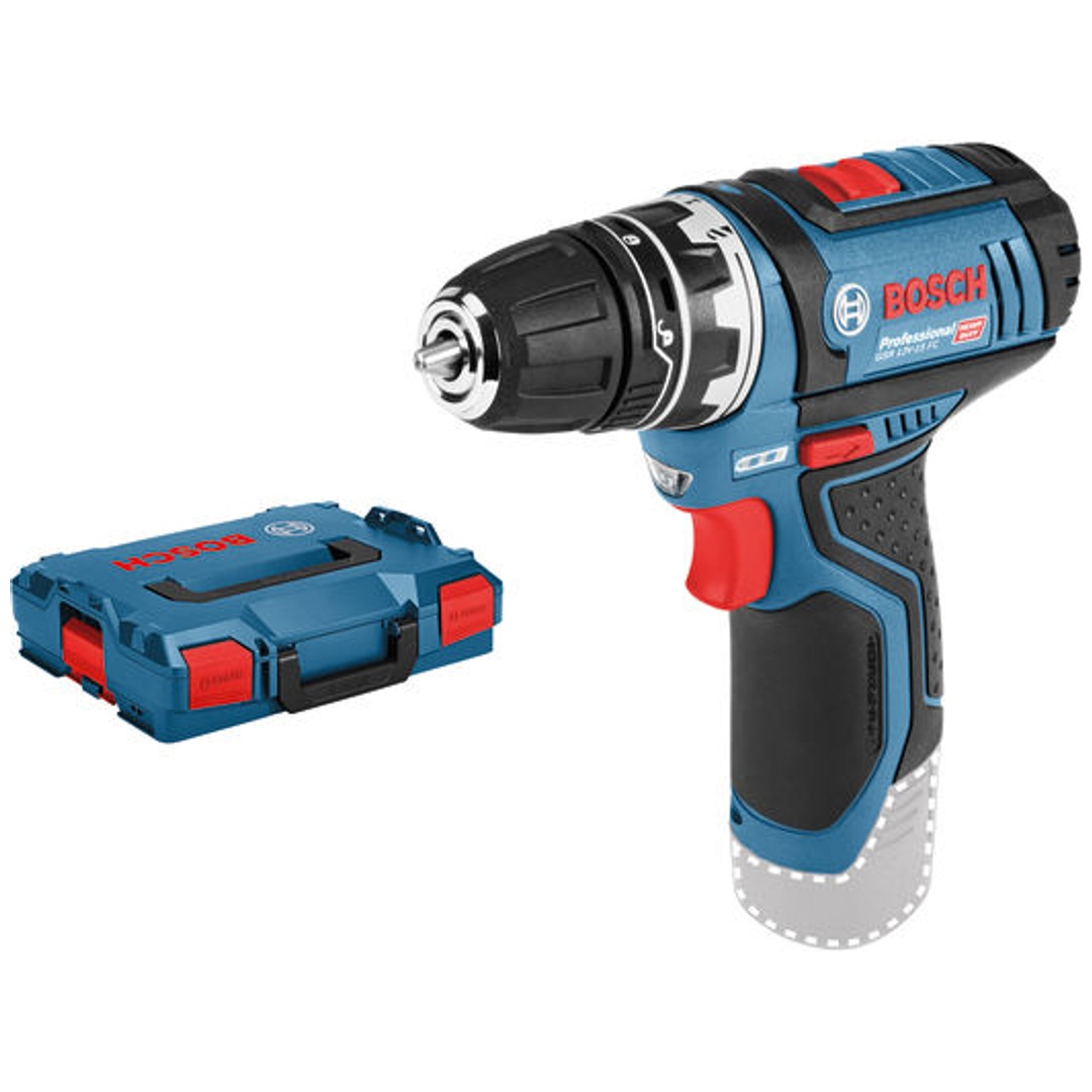 Bosch Akku-Bohrschrauber GSR 12V-15 FC, Solo Version, Bohrfutteraufsatz, L-BOXX