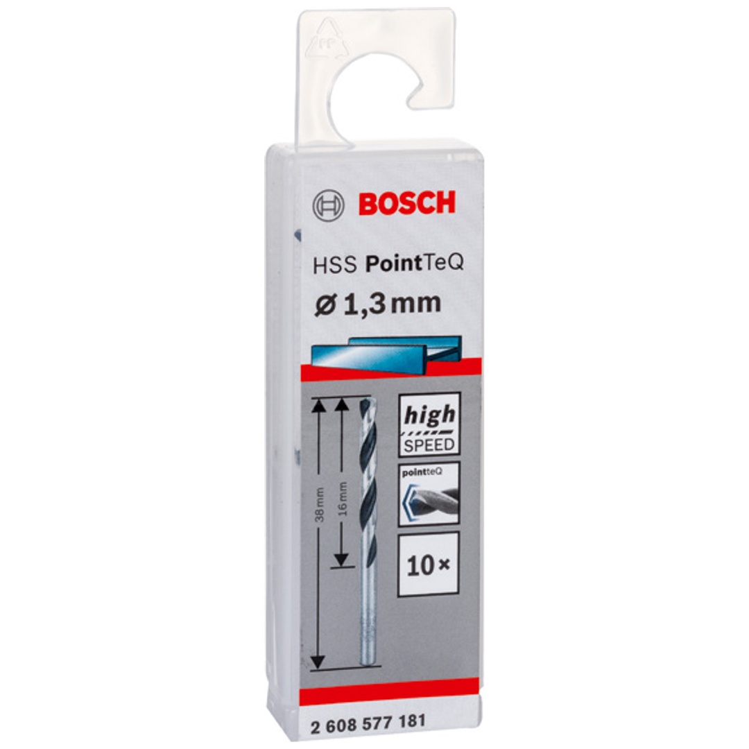 Bosch Metallspiralbohrer-HSS PointTeQ, DIN 338, 1,3 mm, 10er-Pack