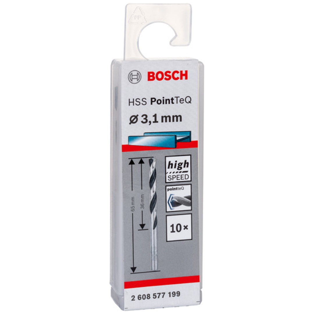 Bosch Metallspiralbohrer-HSS PointTeQ, DIN 338, 3,1 mm, 10er-Pack