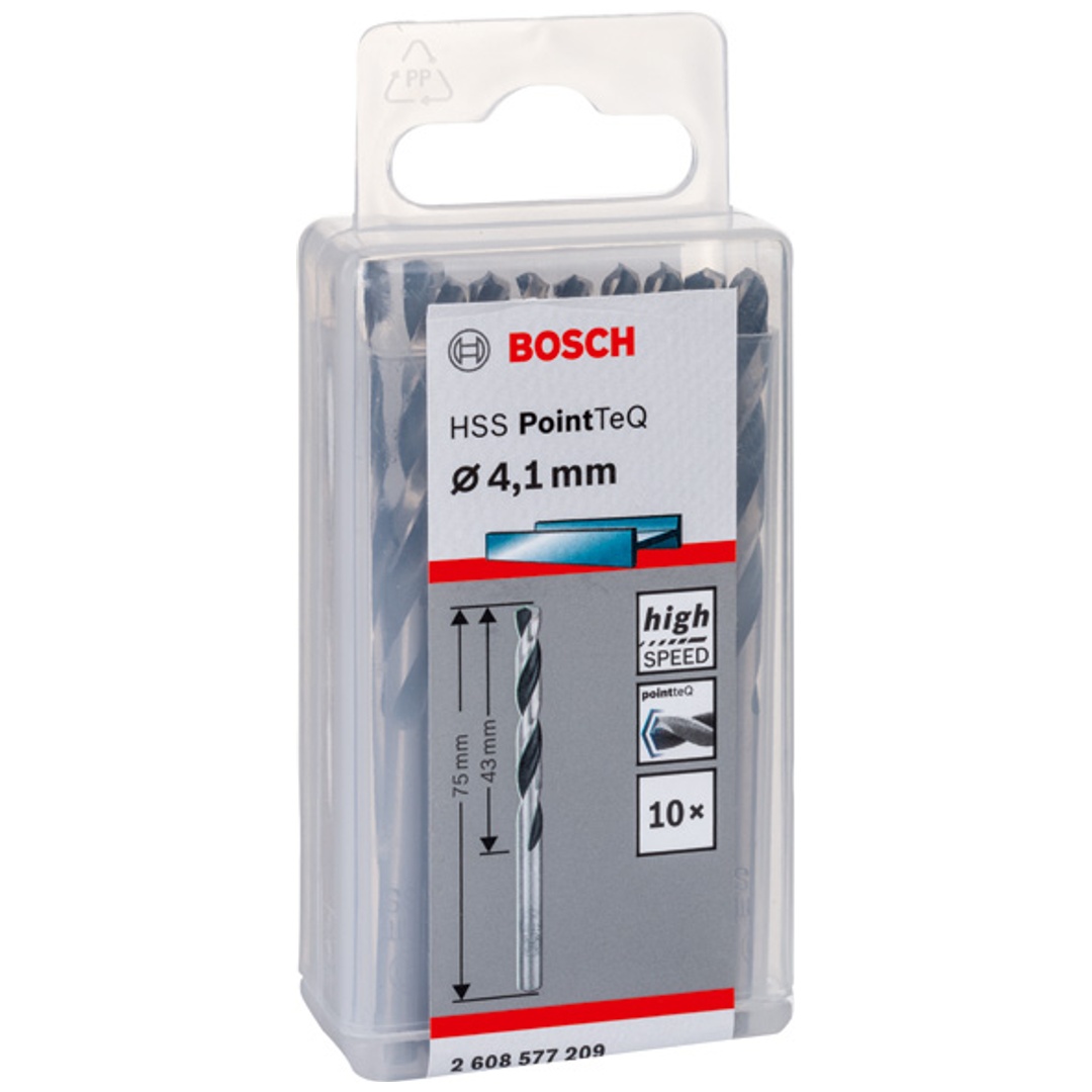 Bosch Metallspiralbohrer-HSS PointTeQ, DIN 338, 4,1 mm, 10er-Pack