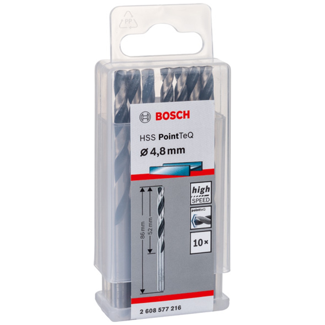 Bosch Metallspiralbohrer-HSS PointTeQ, DIN 338, 4,8 mm, 10er-Pack