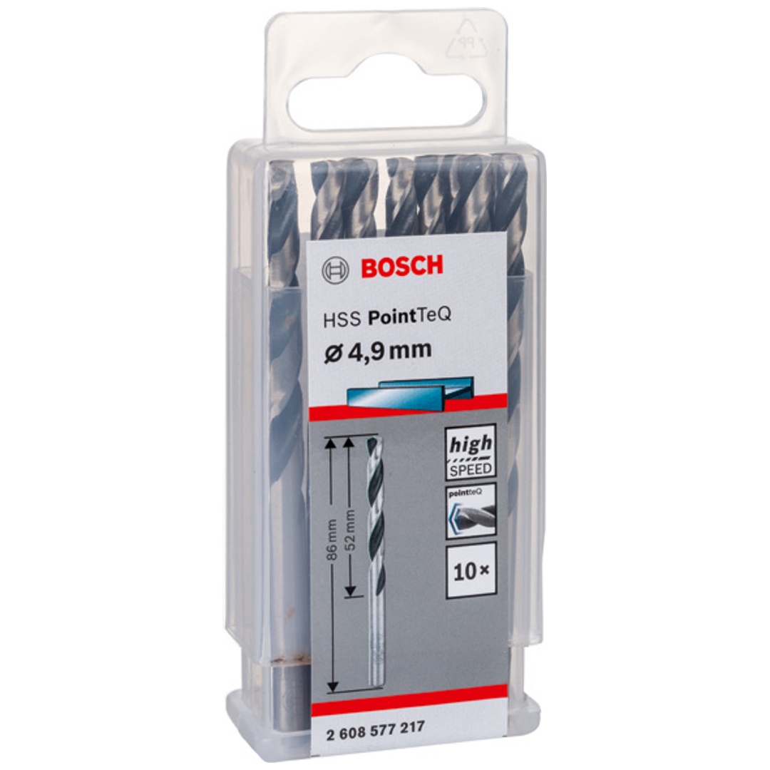 Bosch Metallspiralbohrer-HSS PointTeQ, DIN 338, 4,9 mm, 10er-Pack