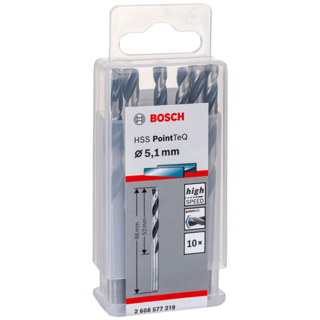 Bosch Metallspiralbohrer-HSS PointTeQ, DIN 338, 5,1 mm, 10er-Pack