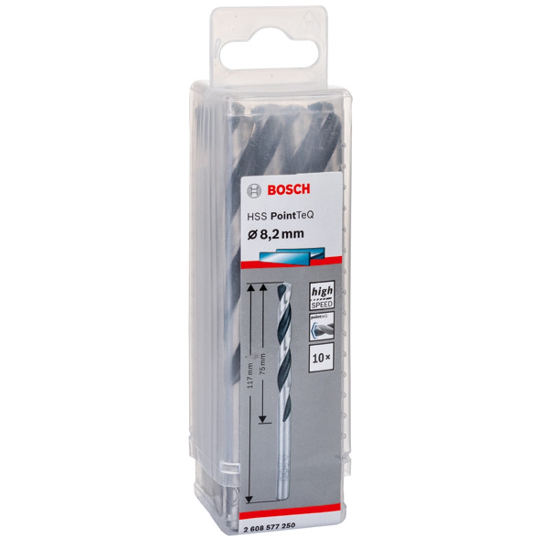 Bosch Metallspiralbohrer-HSS PointTeQ, DIN 338, 8,2 mm, 10er-Pack