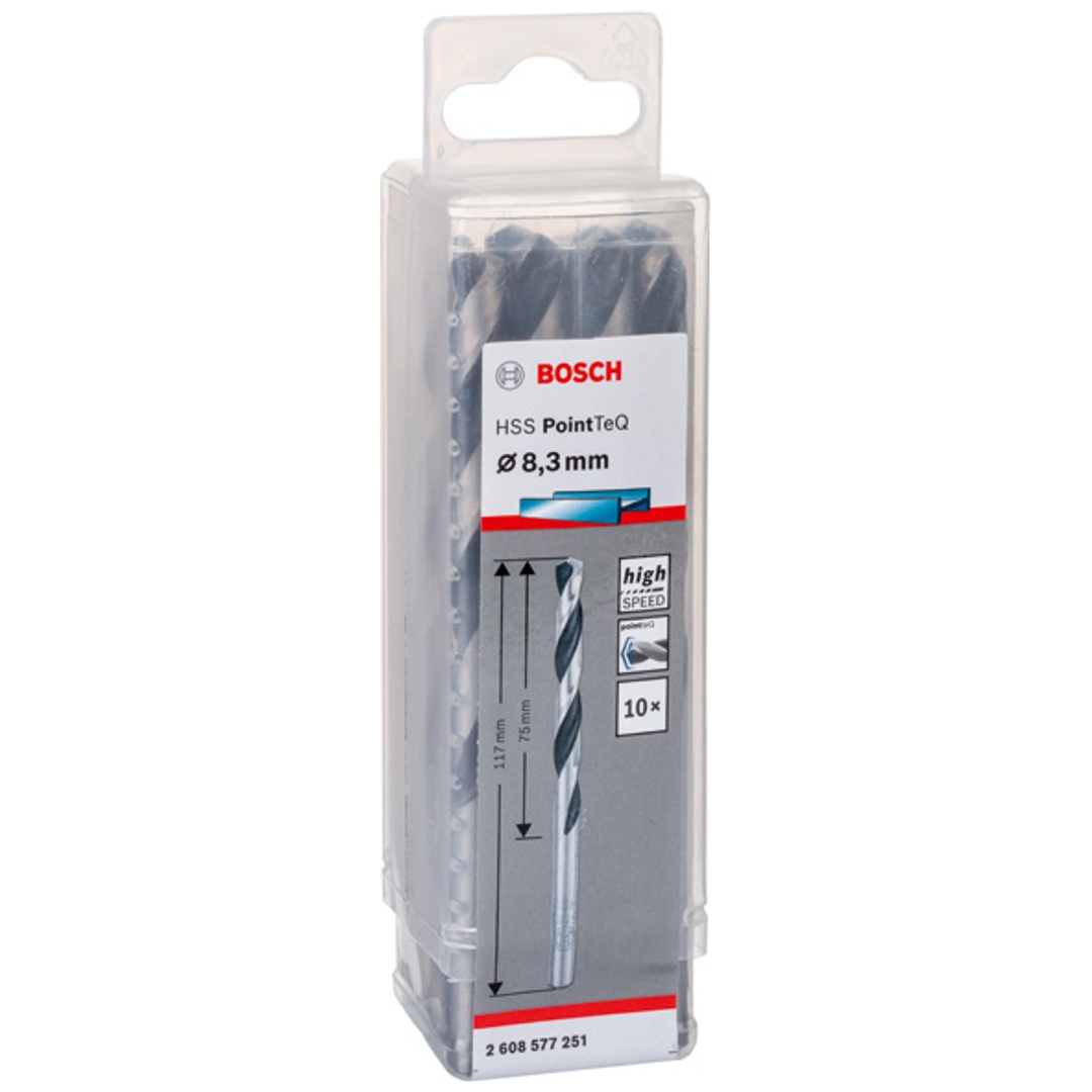 Bosch Metallspiralbohrer-HSS PointTeQ, DIN 338, 8,3 mm, 10er-Pack