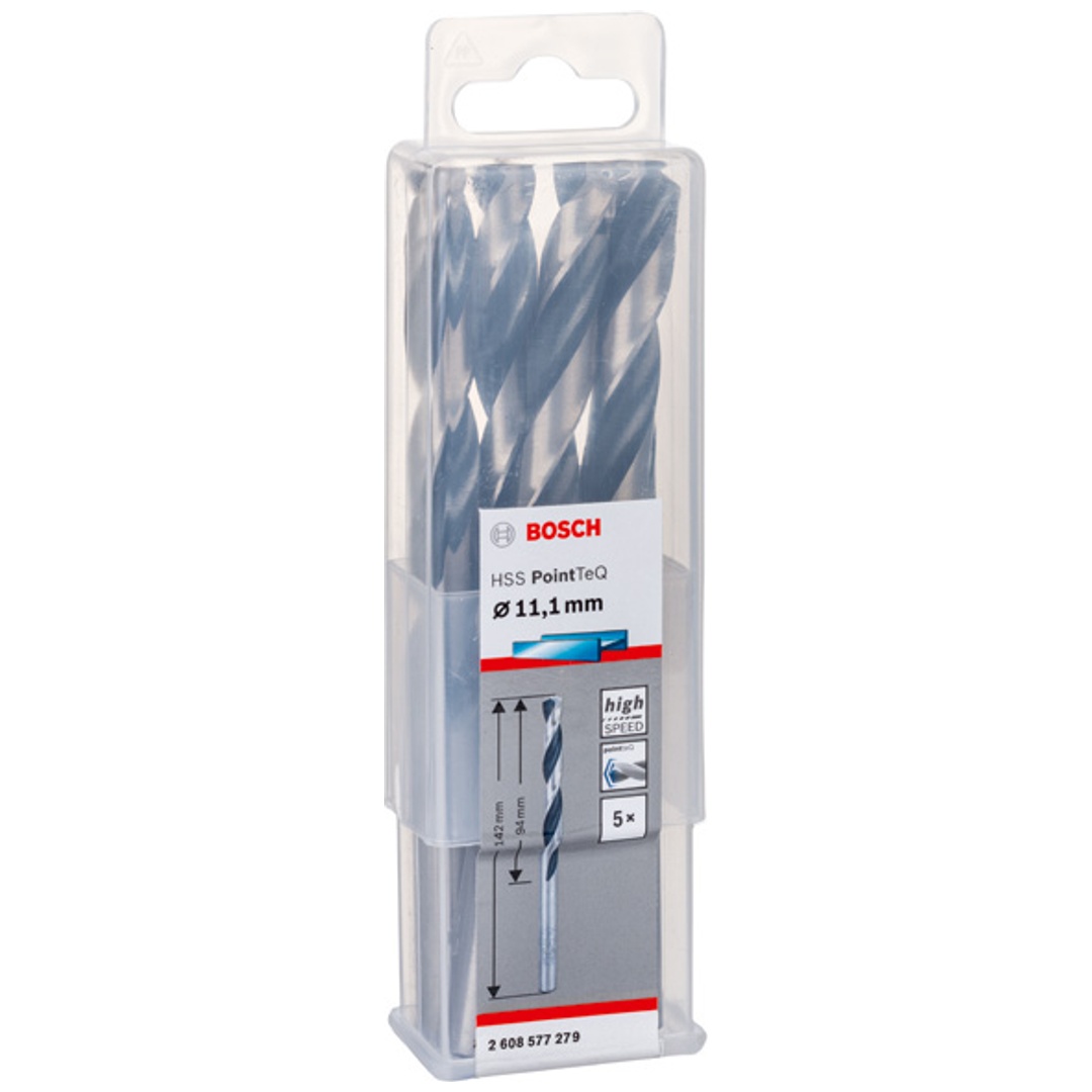 Bosch Metallspiralbohrer-HSS PointTeQ, DIN 338, 11,1 mm, 5er-Pack