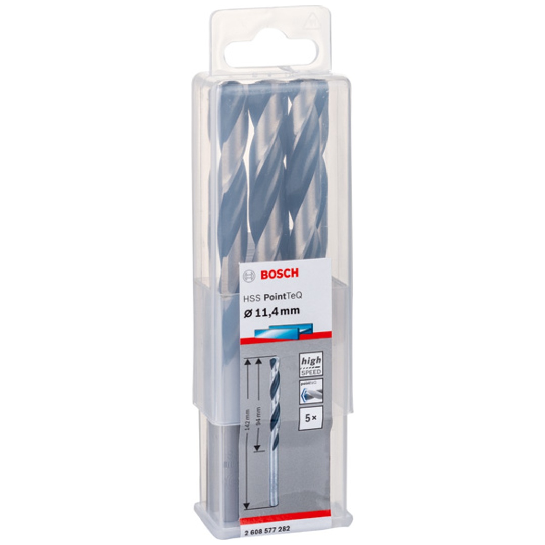 Bosch Metallspiralbohrer-HSS PointTeQ, DIN 338, 11,4 mm, 5er-Pack