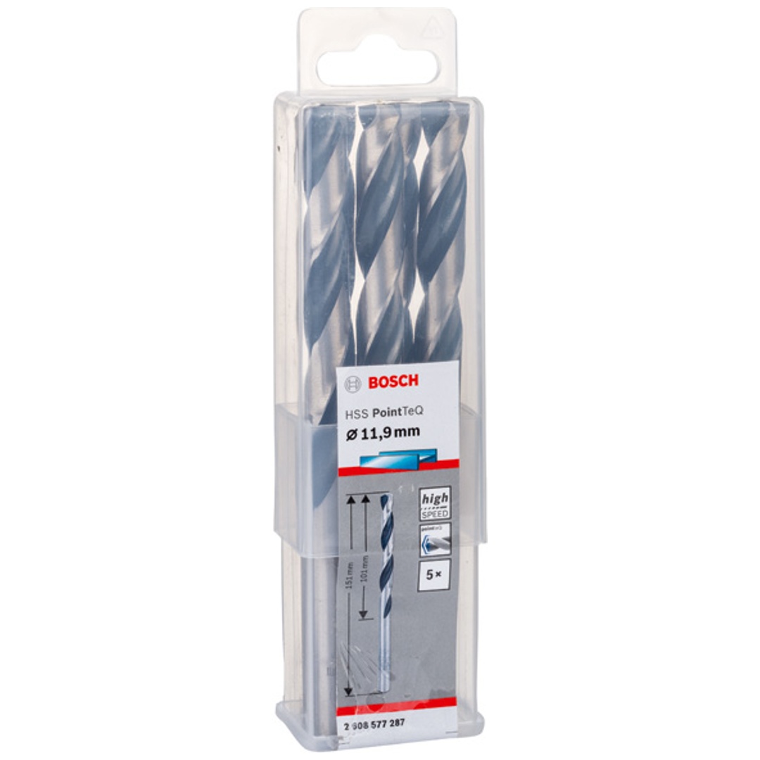 Bosch Metallspiralbohrer-HSS PointTeQ, DIN 338, 11,9 mm, 5er-Pack