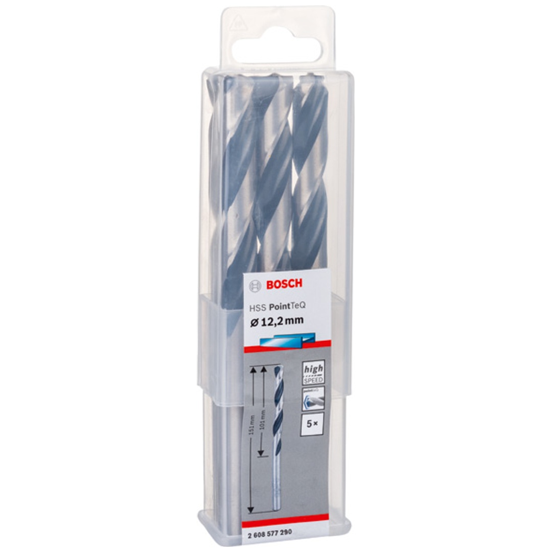 Bosch Metallspiralbohrer-HSS PointTeQ, DIN 338, 12,2 mm, 5er-Pack