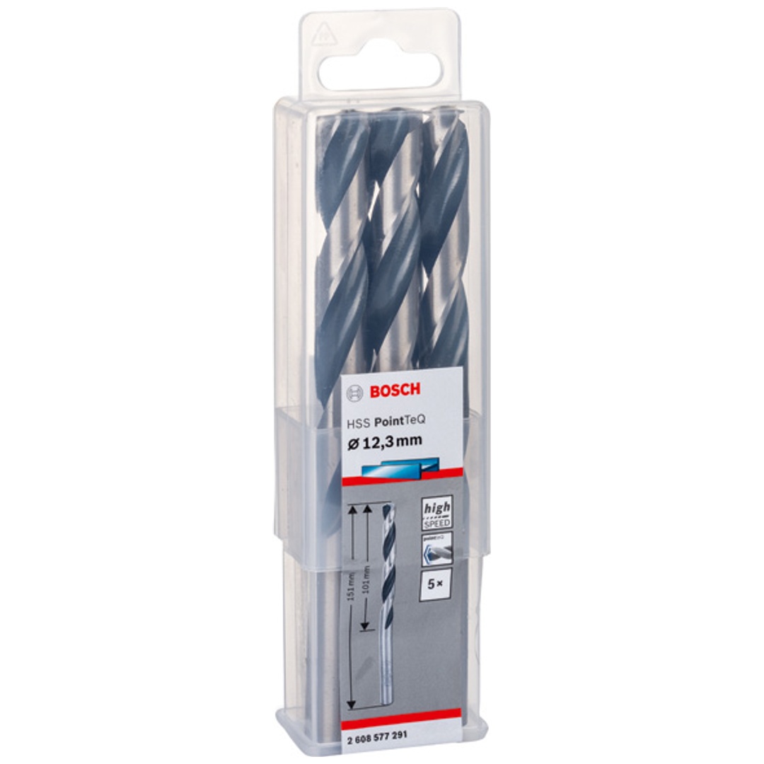 Bosch Metallspiralbohrer-HSS PointTeQ, DIN 338, 12,3 mm, 5er-Pack