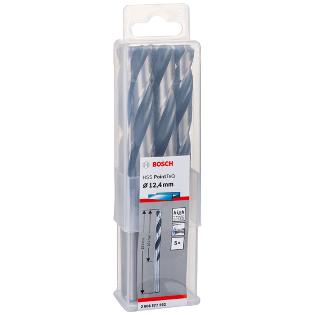 Bosch Metallspiralbohrer-HSS PointTeQ, DIN 338, 12,4 mm, 5er-Pack