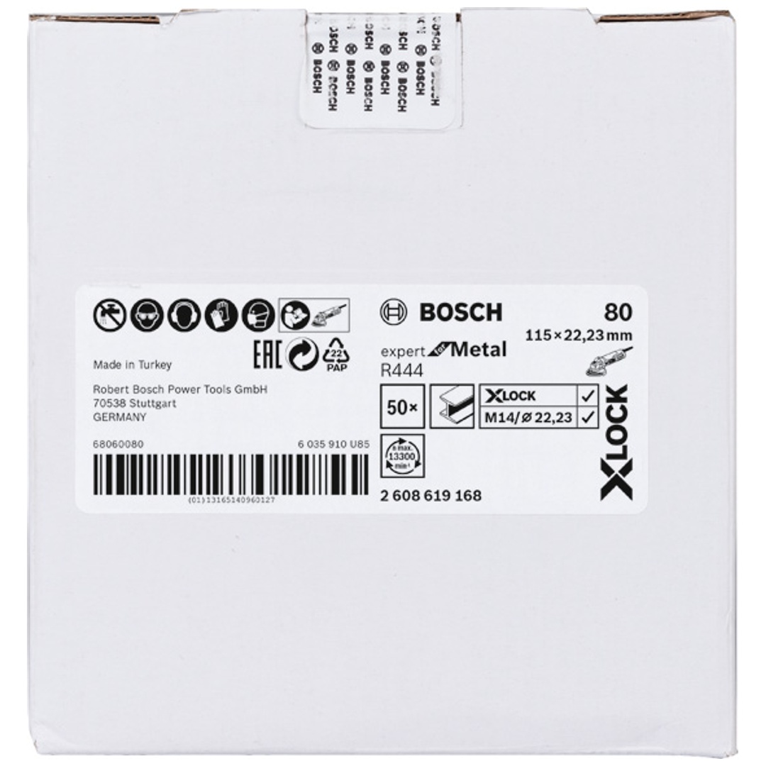 Bosch X-LOCK Fiberschleifscheibe, D115  mm, K 80, R444, Expert for Metal