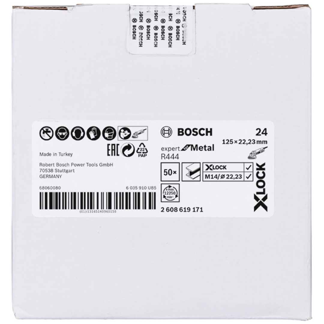 Bosch X-LOCK Fiberschleifscheibe, D125  mm, K 24, R444, Expert for Metal