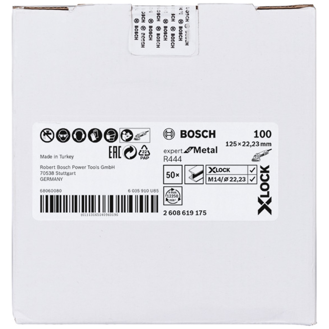 Bosch X-LOCK Fiberschleifscheibe, D125  mm, K 100, R444, Expert for Metal