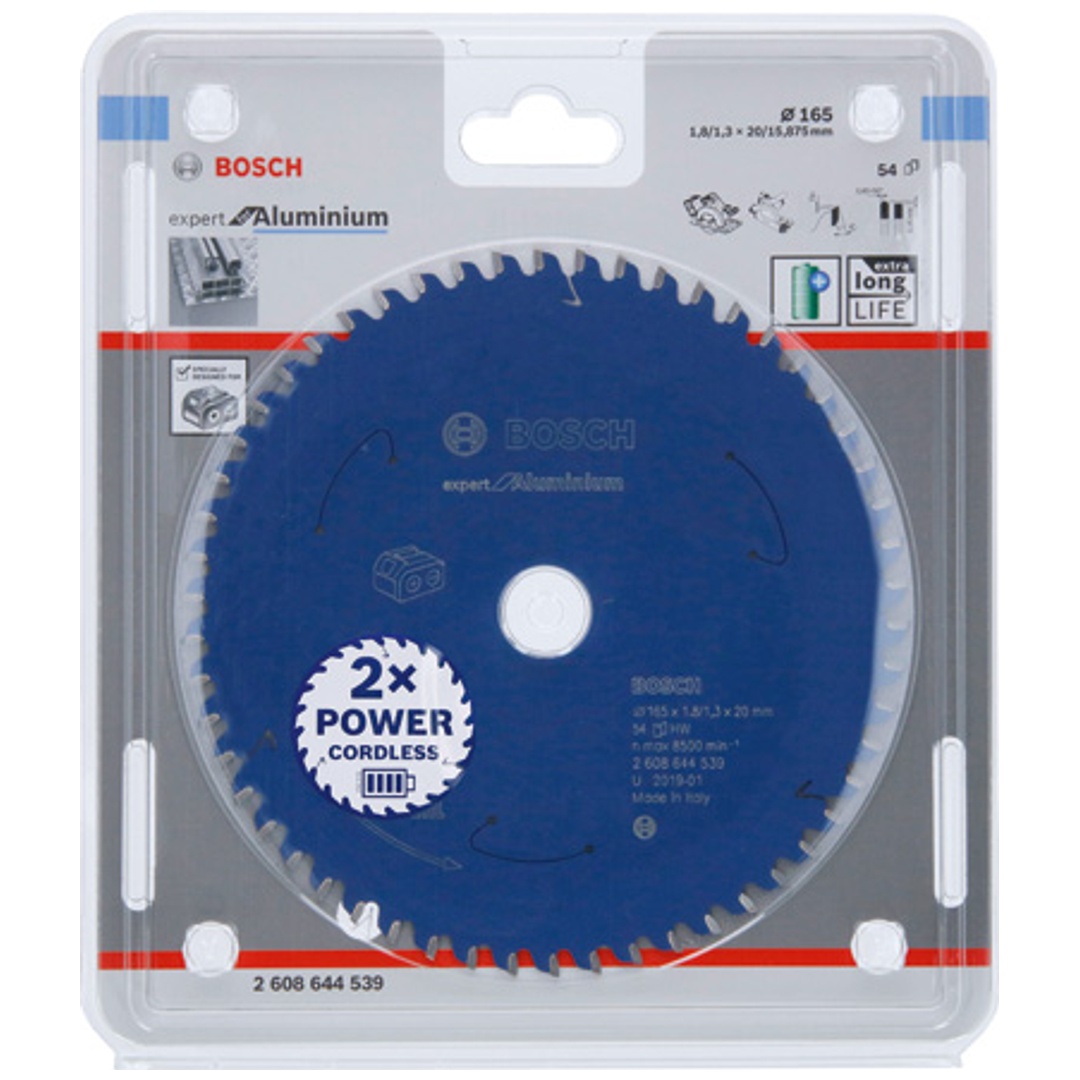 Bosch Akku-Kreissägeblatt Expert for Aluminium, 165 x 1,8/1,3 x 20, 54 Zähne