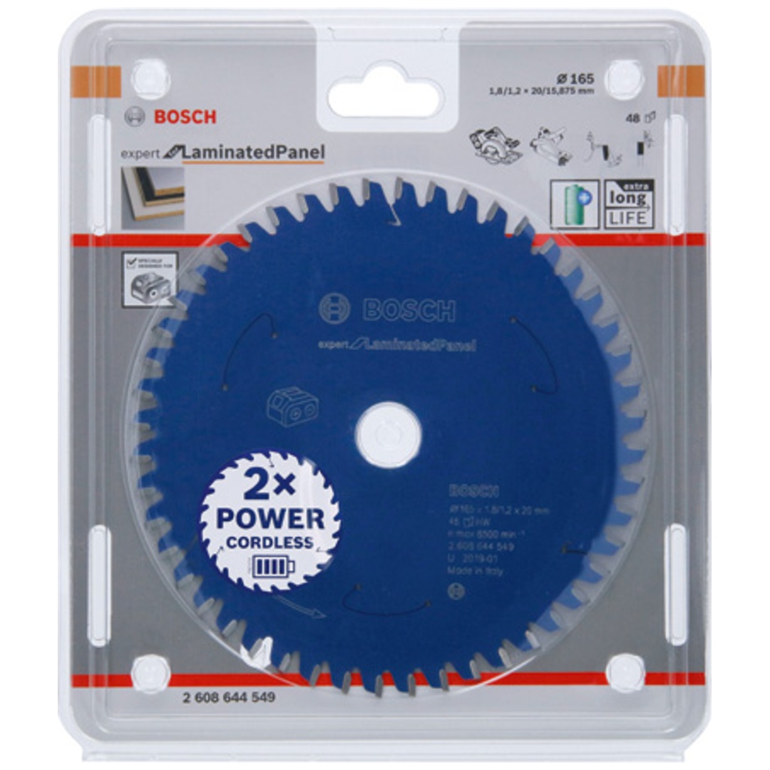 Bosch Akku-Kreissägeblatt Expert for Laminated Panel, 165 x 1,8/1,2 x 20, 48 Zähne