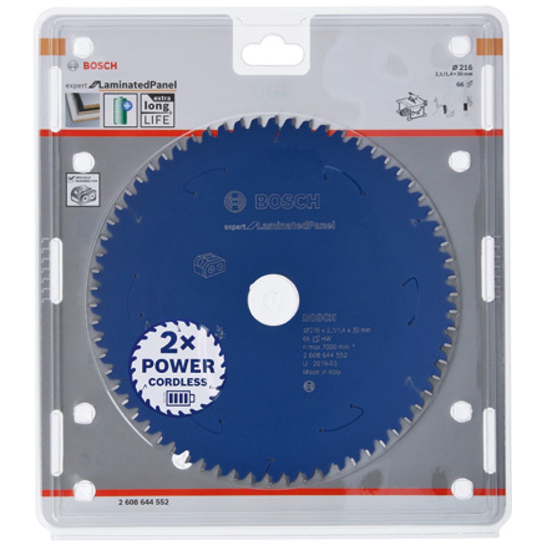 Bosch Professional Bosch Akku-Kreissägeblatt Expert for Laminated Panel, 216 x 2,1/1,4 x 30, 66 Zähne