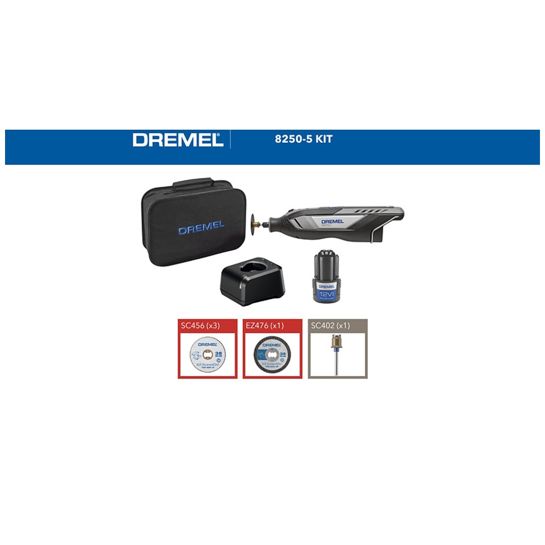 Dremel Akku-Multifunktionswerkzeug 8250, 8250-5 (12 V), 5 Zubehöre
