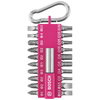 Bosch Schrauberbit-Set, 21-tlg., mit Snap-hook, Pink