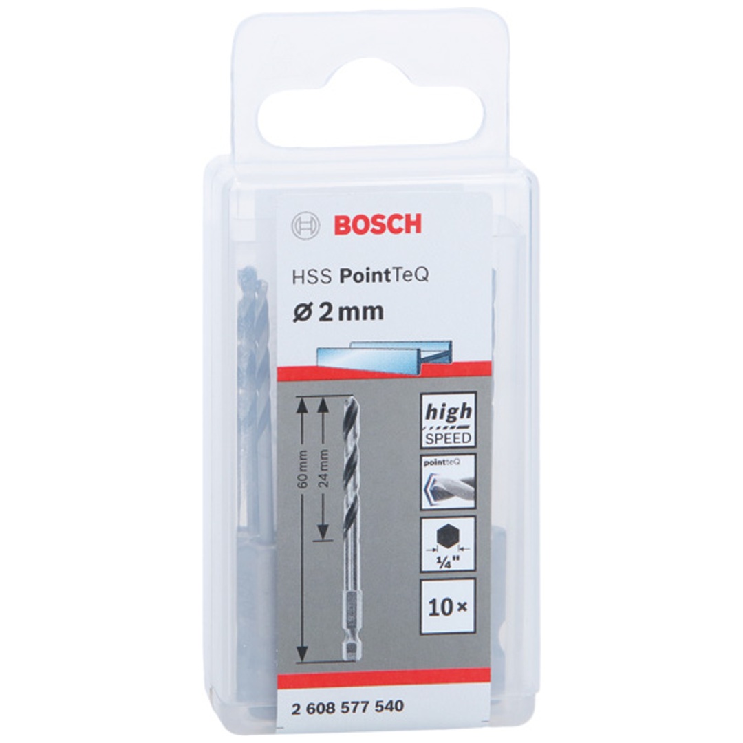 Bosch HSS Spiralbohrer mit Sechskantschaft PointTeQ Hex, 2 x 24 x 60 mm, 10er-Pack