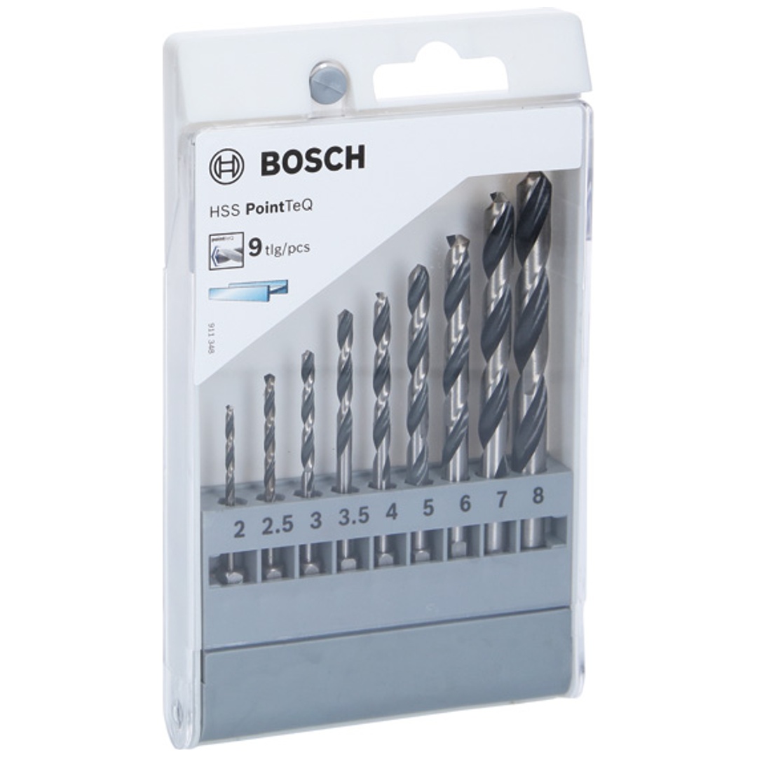 Bosch HSS-Spiralbohrer PointTeQ mit Sechskantschaft 9-tlg. Set von 2,0 bis 8,0 mm