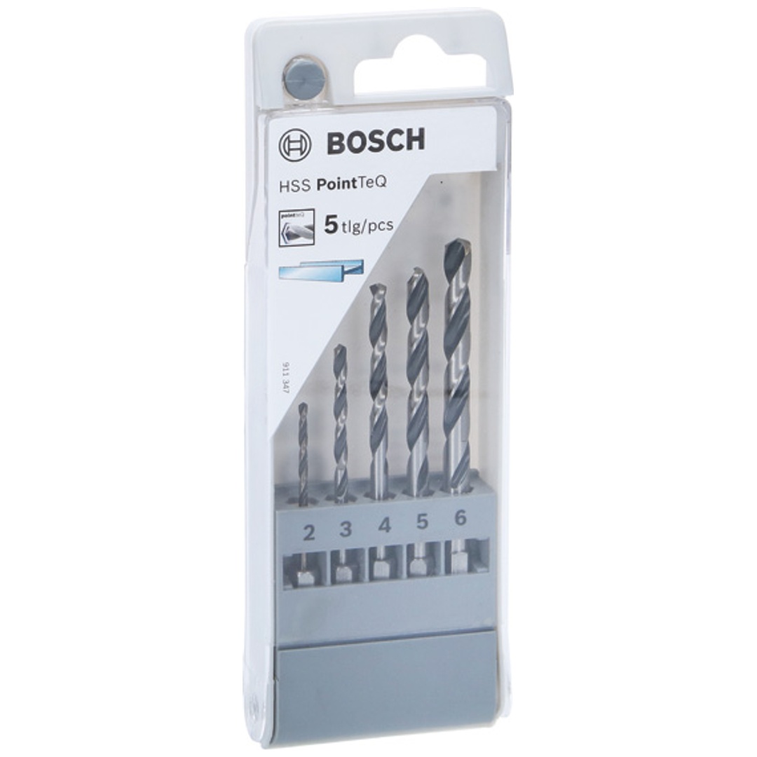 Bosch HSS-Spiralbohrer PointTeQ mit Sechskantschaft 5-tlg. Set von 2,0 bis 6,0 mm