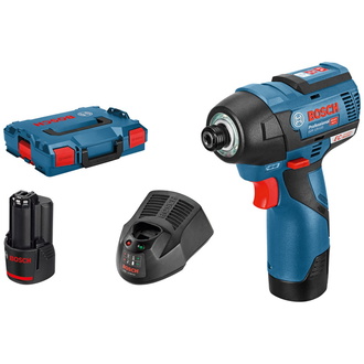 Bosch Akku-Drehschlagschrauber GDR 12V-110, incl. 2x Akku GBA 3 Ah, Schnellladegerät, L-BOXX