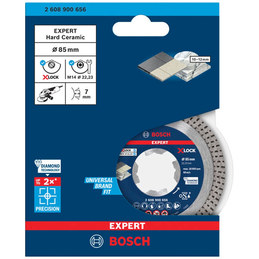 Bosch EXPERT HardCeramic X-LOCK Diamanttrennscheiben, 85 x 22,23 x 1,6 x 7 mm