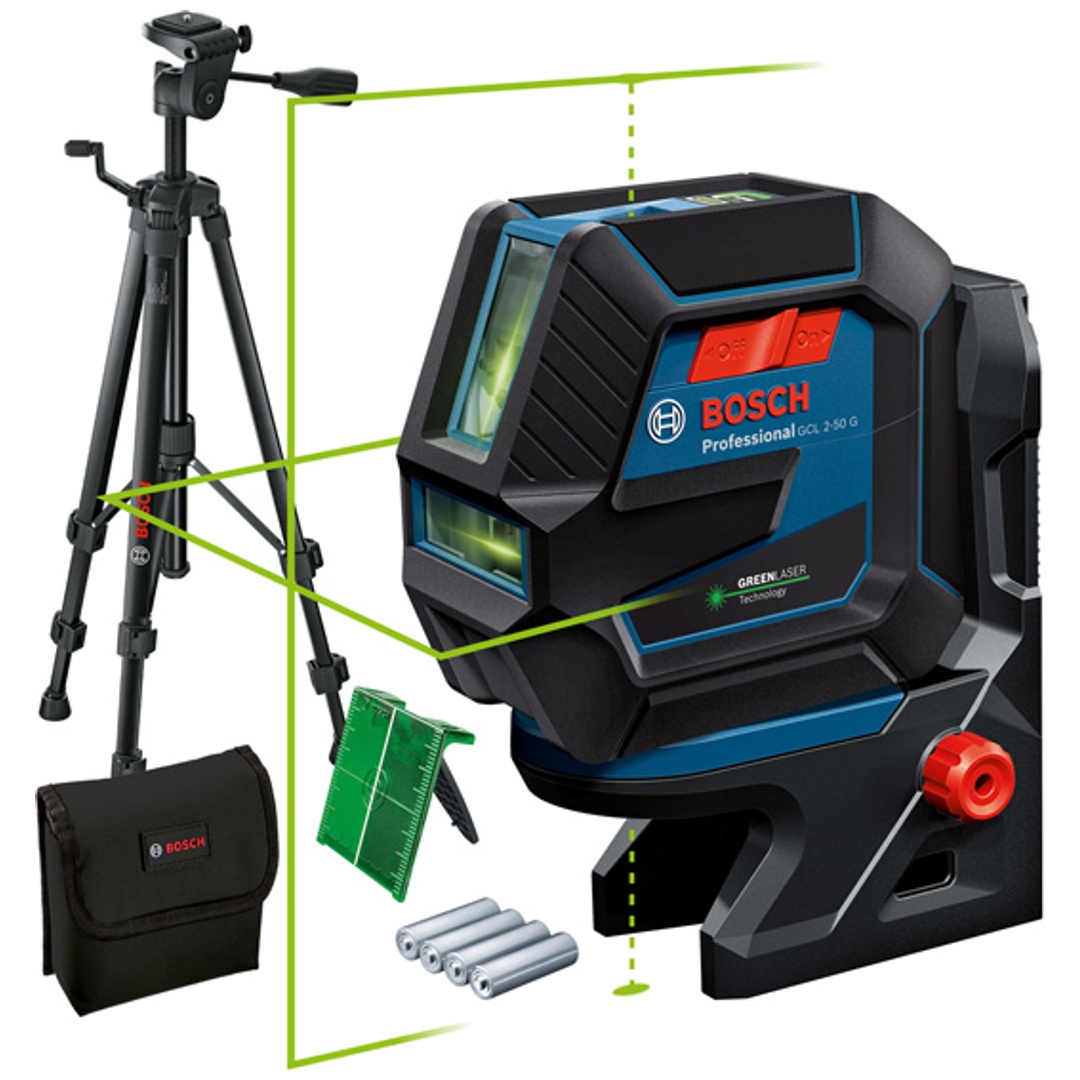 Bosch Linienlaser GCL 2-50 G, Baustativ, Zubehör, Tasche