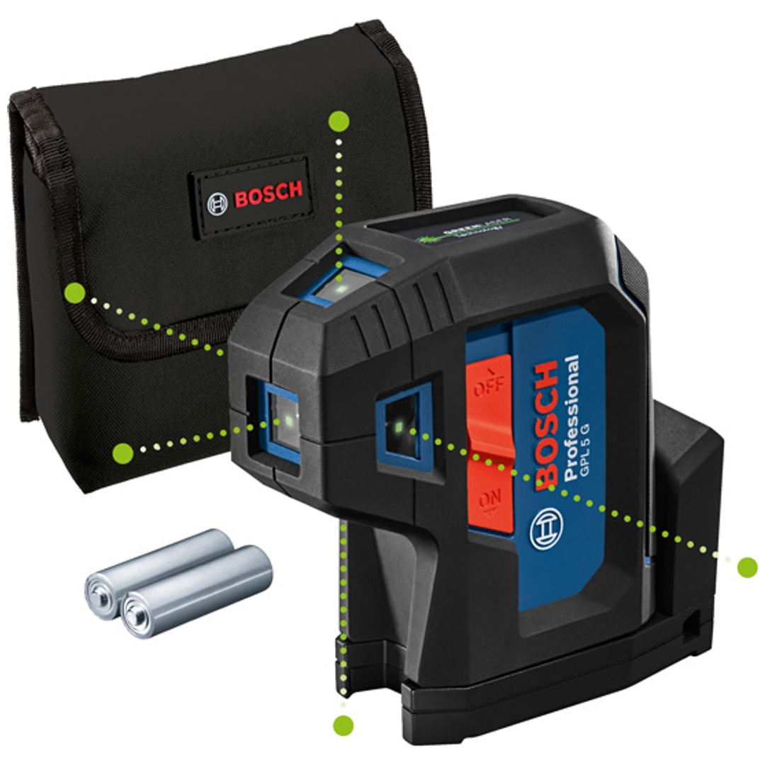 Bosch Punktlaser GPL 5 G, LR6-Batterie, Tasche