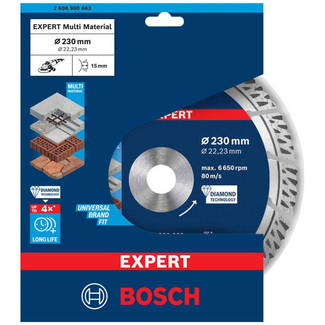 Bosch EXPERT MultiMaterial Diamanttrennscheiben, 230 x 22,23 x 2,4 x 15 mm, Art.Nr. 2608900663