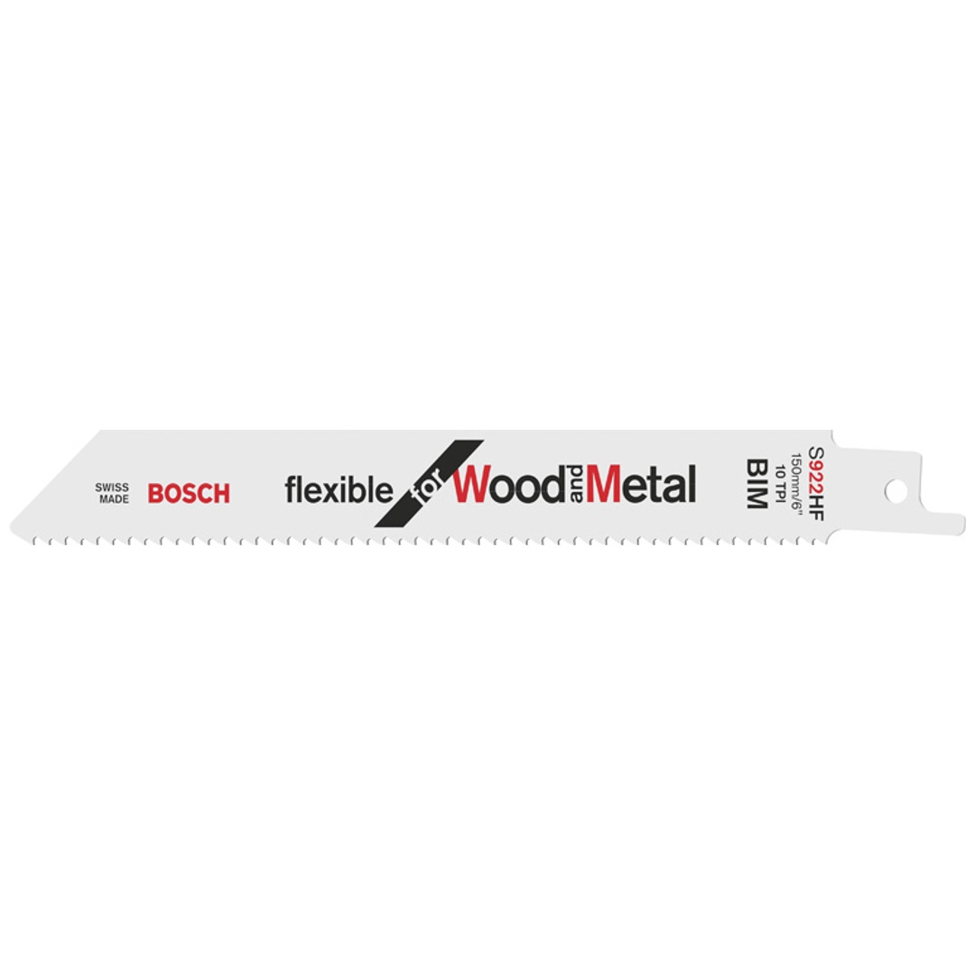 Bosch Säbelsägeblatt S 922 HF, Flexible for Wood and Metal, 100er-Pack, 150 mm