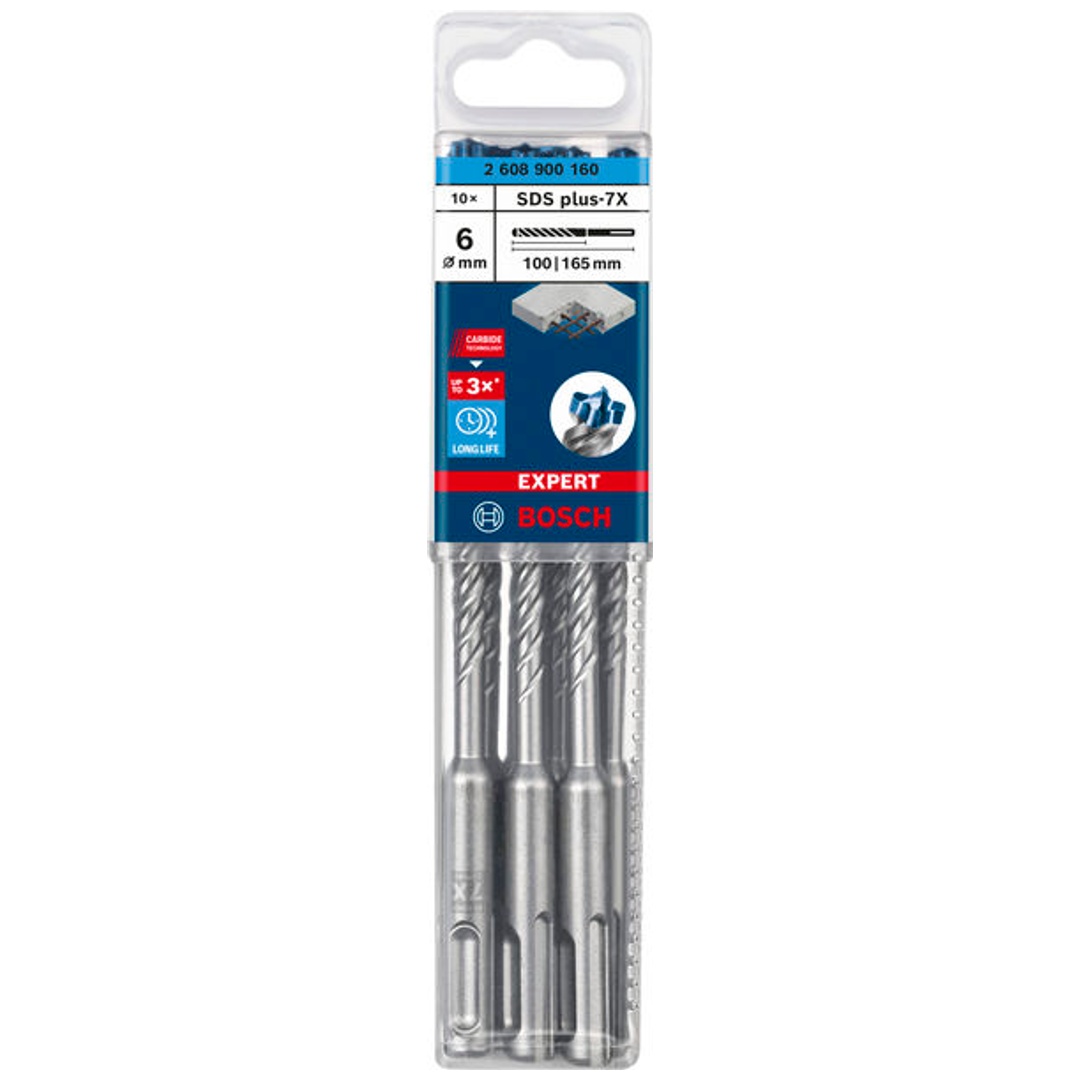 Bosch EXPERT SDS plus-7X Hammerbohrer, 6 x 100 x 165 mm, 10er-Pack