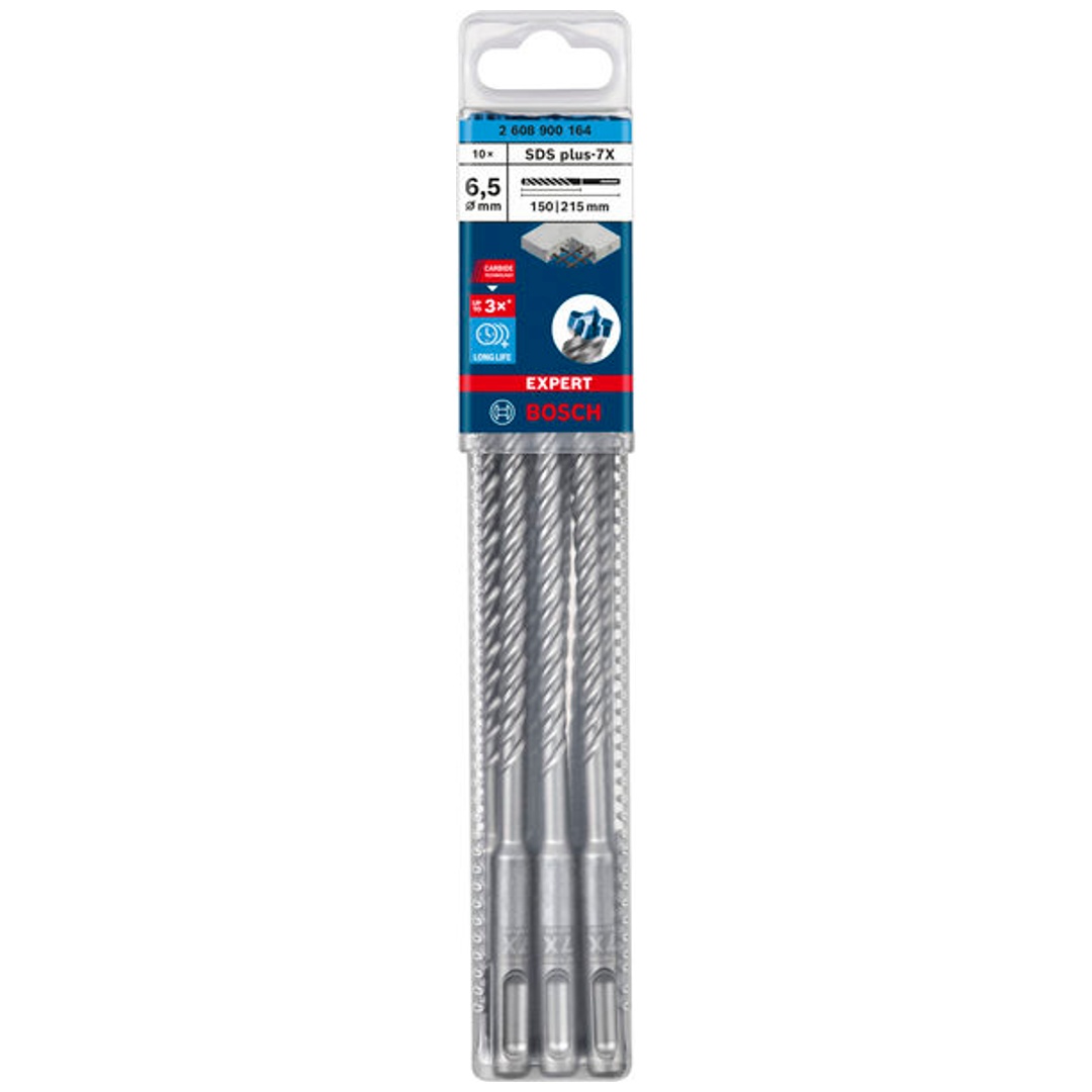 Bosch EXPERT SDS plus-7X Hammerbohrer, 6,5 x 150 x 215 mm, 10er-Pack