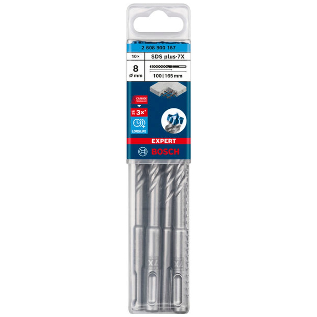 Bosch EXPERT SDS plus-7X Hammerbohrer, 8 x 100 x 165 mm, 10er-Pack