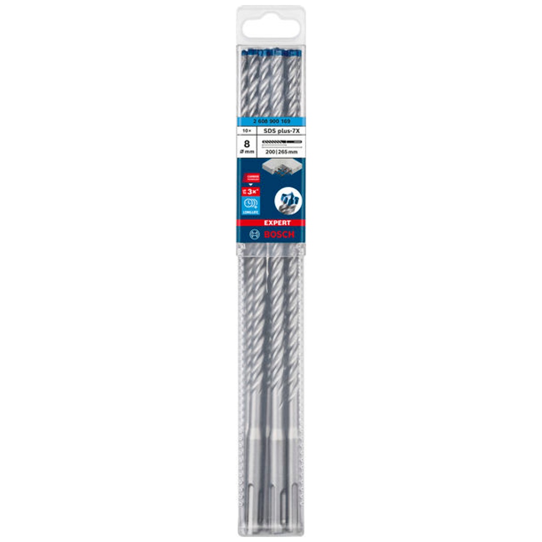 Bosch EXPERT SDS plus-7X Hammerbohrer, 8 x 200 x 265 mm, 10er-Pack