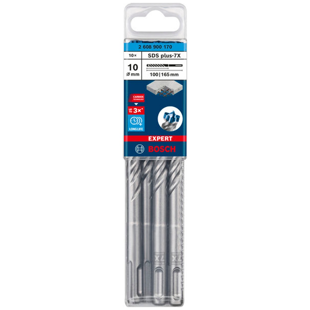 Bosch EXPERT SDS plus-7X Hammerbohrer, 10 x 100 x 165 mm, 10er-Pack